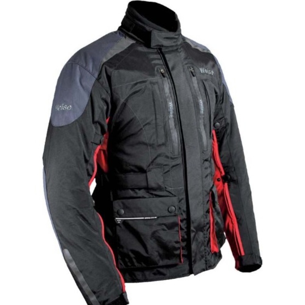 Weise Motorcycle Jacket Mens Size Medium Black Red Nevada Padded Waterproof NEW